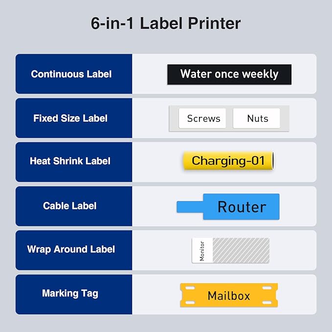 SUPVAN G15M Mini Portable Label Maker Machine with 4 Tapes, Rechargeable 1200mAh Battery Thermal Transfer Printer, Compatible with Multi-Type Label, Home, Garage, Office & Outdoor