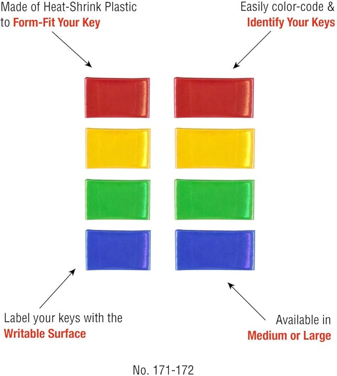 Lucky Line Colorful Key Bands - Key Identifiers (17208) Large 8pk