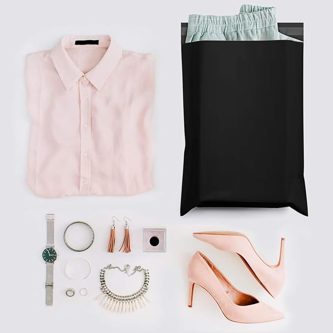 Metronic Poly Mailers 12X15.5 500 Pack, Self Seal Shipping Bags for Clothing, Waterproof and Tear-Proof Shipping Envelopes for Business, Mailers Poly Bags Packaging Bags, Black