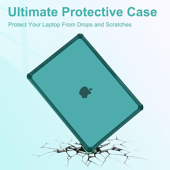 MOSISO Compatible with MacBook Pro 13 inch Case M2 2025-2016 A2338 M1 A2251 A2289 A2159 A1989 A1708 A1706, Anti-Cracking Heavy Duty Plastic TPU Bumper Hard Case&Keyboard Skin&Screen Film, Teal Green