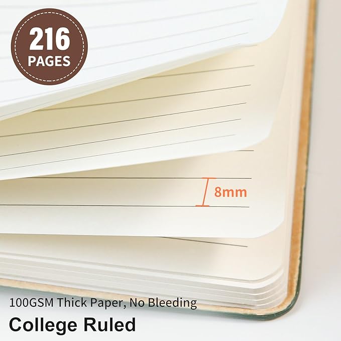 Lined Journal Notebook for Work College Ruled Note Book 7.2"x9.6" B5 PU Leather Daily Journaling 160 Pages for Women Men Writing Home School Supplies Business RoseGold