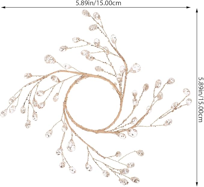 ibasenice Christmas Acrylic Bead Wreath Candleholder Wreath Ring Xmas Party Dining Table Decoration