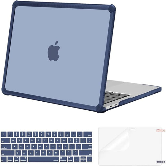 MOSISO Compatible with MacBook Pro 13 inch Case M2 2025-2016 A2338 M1 A2251 A2289 A2159 A1989 A1708 A1706, Anti-Cracking Heavy Duty Plastic TPU Bumper Hard Case&Keyboard Skin&Screen Film, Haze Blue
