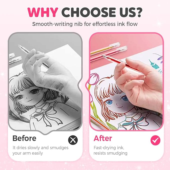 Glitter Gel Pen Set, Multi-Functional Colored Drawing Pens for Scrapbooking, Portable Journaling Crafting Doodling Drawing Glitter Pens for Adults School Supplies (18-Color)