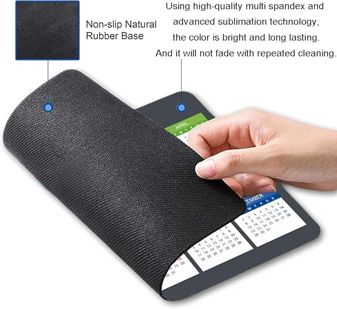 Mouse Pad, Premium-Textured Mouse Mat, Non-Slip Rubber Base Mousepad for Laptop, Computer & PC,9.5×7.9 in,2025 Calendar
