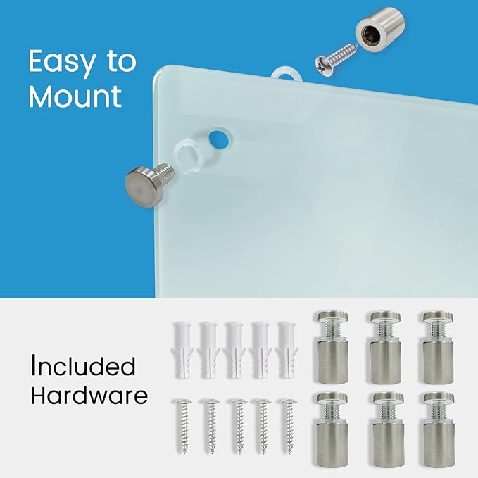 Magnetic Glass White Board 72"X36" Premium Tempered Dry Erase Boards Wall Mounted Frameless Whiteboard Message Writing Boards (White)