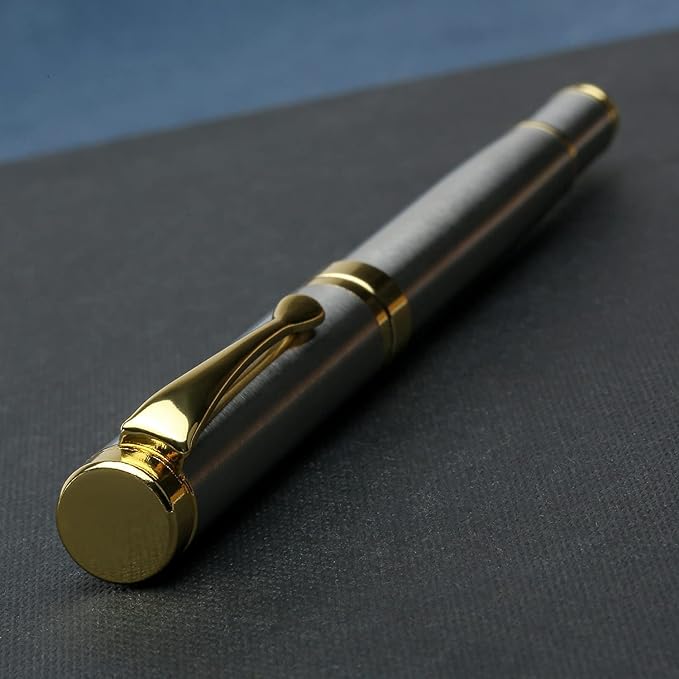 YIVONKA Personalized custom pen Luxury pens Free Engraving roller Ballpen,Ballpoint pen,office ballpoint pen, Black Ink,Gifts for Men,Women, Classy Gift Box (Silver)