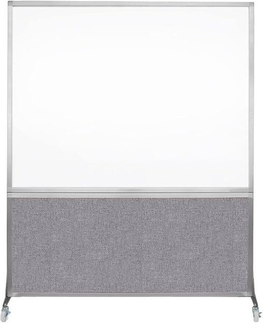 DivideWrite Mobile Whiteboard | Double Sided Dry Erase Board | Portable Office Cubicle Partition | Display for Classrooms, Conference Rooms, Meeting Areas and More | Cloud Gray 5' Wide X 6' Tall