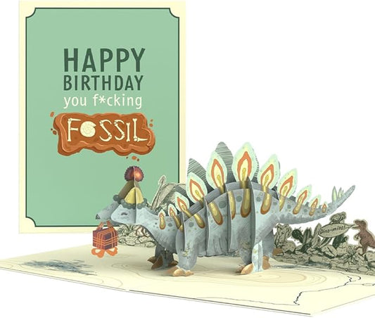 Lovepop Birthday Pop-Up Card for Her, Him, Men, Women - 3D Animal Greeting Cards - You F*cking Fossil - 5" x 7" - Blank Notecard & Envelope Included