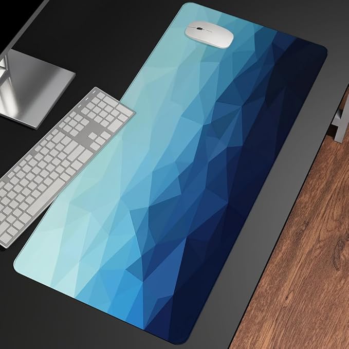Mrcrypos Blue Large Mouse Pad Geometric Desk Mat for Desktop, Waterproof Desk Pad with Stitched Edges, Computer Keyboard Gaming Mouse Pads for Women Office Home 31.5" x 15.7"