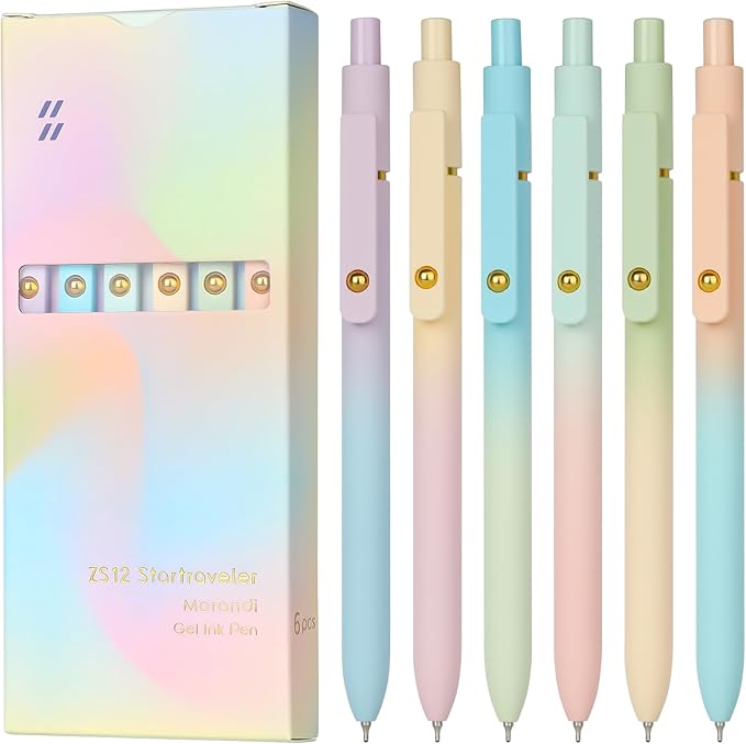 Ddaowanx Gel Pens,0.7mm Quick Dry Black Ink,Fine Point Smooth Writing Pen,Aesthetics Office School Supplies,Gifts for Women,stocking stuffers for teen girls (6 Pcs Gradient, Black)