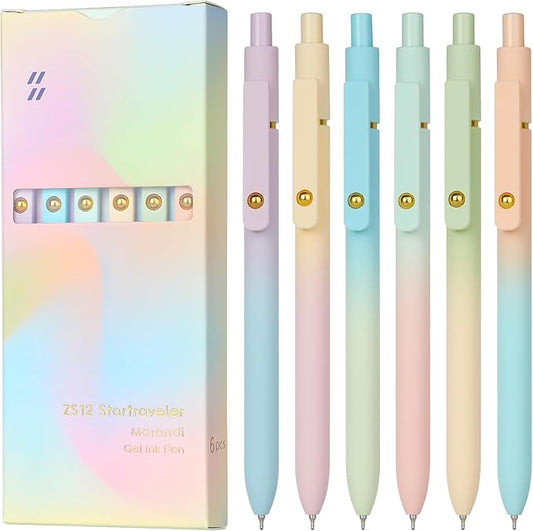 Ddaowanx Gel Pens,0.7mm Quick Dry Black Ink,Fine Point Smooth Writing Pen,Aesthetics Office School Supplies,Gifts for Women,stocking stuffers for teen girls (6 Pcs Gradient, Black)