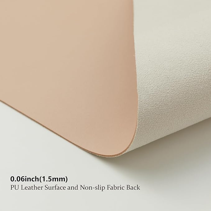 Leather Desk Mat - Non-Slip PU Pad for Office and Home - Organization Accessory - Ideal for Mouse Pad and Desk Mat (Apricot, 36" x 17")