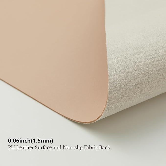 Leather Desk Mat - Non-Slip PU Desk Pad for Office and Home - Desk Organization and Accessories - Ideal for Large Mouse Pad and Desk Mats on Top of Desks (Apricot,27.6"x 13.8")