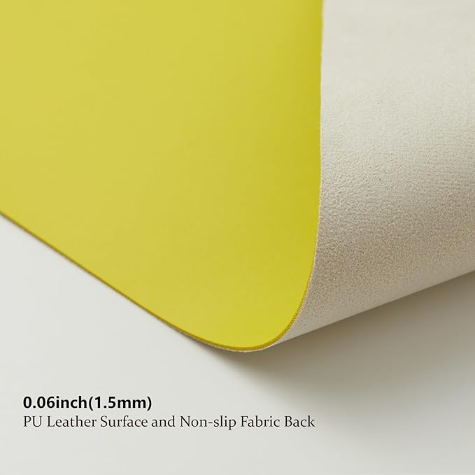 Leather Desk Mat - Small Non-Slip PU Desk Pad for Office and Home - Desk Organization and Accessories - Ideal for Large Mouse Pad and Small Desk Mats on Top of Desks (Lemon Yellow,23.6"x 13.8")