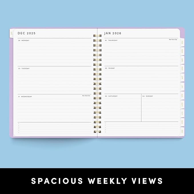 PAPERAGE 2026 Weekly & Monthly Planner, 12 Months (January 2026 - December 2026), 9.2 in x 11.2 in, Spiral Bound 2026 Planner with Weekly, Monthly & Yearly Views, Note Pages & Inner Pocket – Dark Green