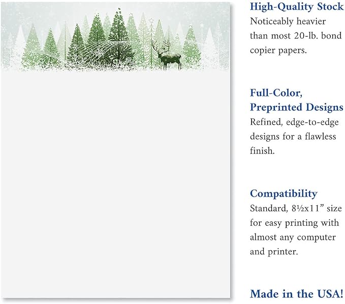Winter Wonderland Stationery - Christmas Holiday Letters, Computer Printer Paper, 25 Sheets, 8½ x 11 Inch, by Current