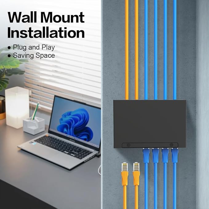 Patch Panel 6 Port CAT6A Keystone Patch Panel Shielded Network for Home/Office(1U 6Port, CAT6A)