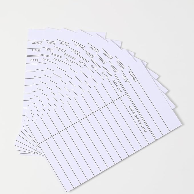 Library Cards, Checkout Catalog Book Card,Library Checkout Index Cards, Due Date NoteCards for Record Keeping (3x5 in,100 Count)