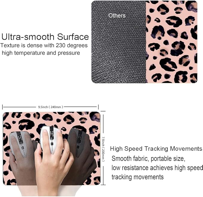 Mouse Pad, Premium-Textured Mouse Mat, Non-Slip Rubber Base Mousepad for Laptop, Computer & PC,9.5×7.9 in,Leopard