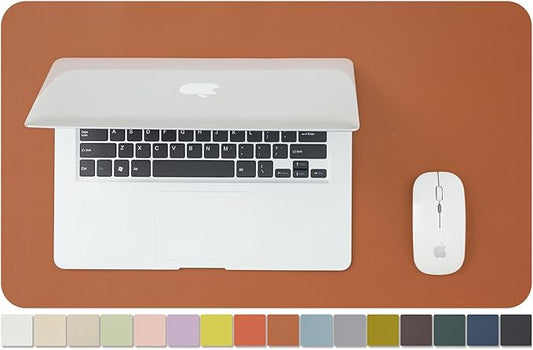 Leather Desk Mat - Small Non-Slip PU Desk Pad for Office and Home - Desk Organization and Accessories - Ideal for Large Mouse Pad and Small Desk Mats on Top of Desks (Brown,23.6"x 13.8")