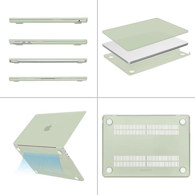 MOSISO Compatible with MacBook Air 13 inch Case 2025 2024 2023 2022 M4 A3240 M3 A3113 M2 A2681, Plastic Hard Shell&Keyboard Cover&Screen Film&Type C for MacBook Air 13.6 inch Case, Sage Green