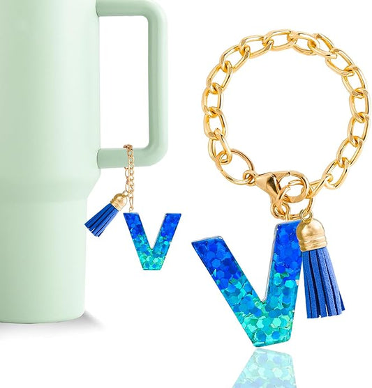 Letter Charm Accessories for Stanley Cup 1 PCS Cute Initial Keychain Handle Charm for Stanley Tumbler for Women