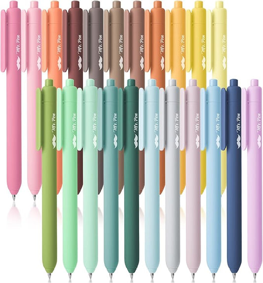 Mr. Pen- Retractable Gel Pens for Journaling, 22 Pack, Pastel, Morandi and Vintage Color Inks, Fast Dry, Colorful & Soft grip Barrels, Smooth Writing, 0.7mm Fine Point Aesthetic Pens