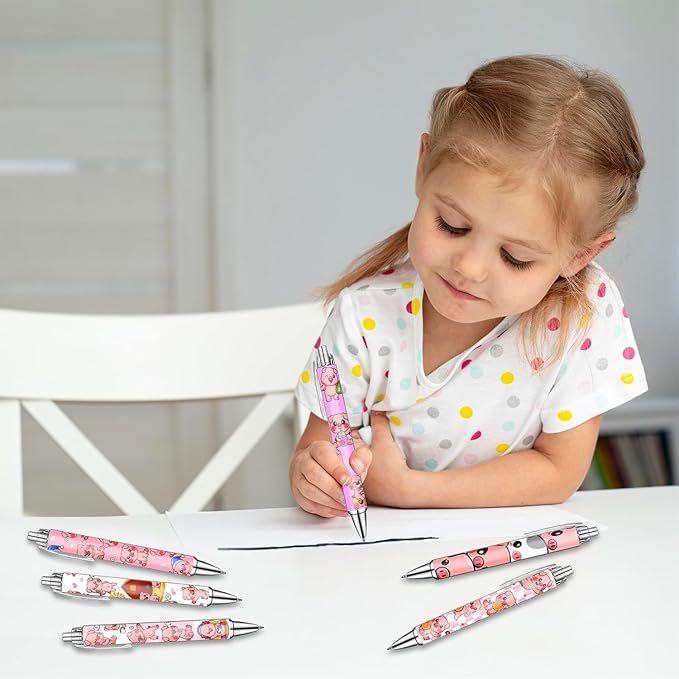 Idealmuzik Pink Pig Pens Set – Cute Piggy Gel Pens for Kids, Teens, and Animal Lovers – Fun Writing Stationery Gift for School, Office, or Journaling – Thanksgiving Christmas New Year Gifts, 6 Pack