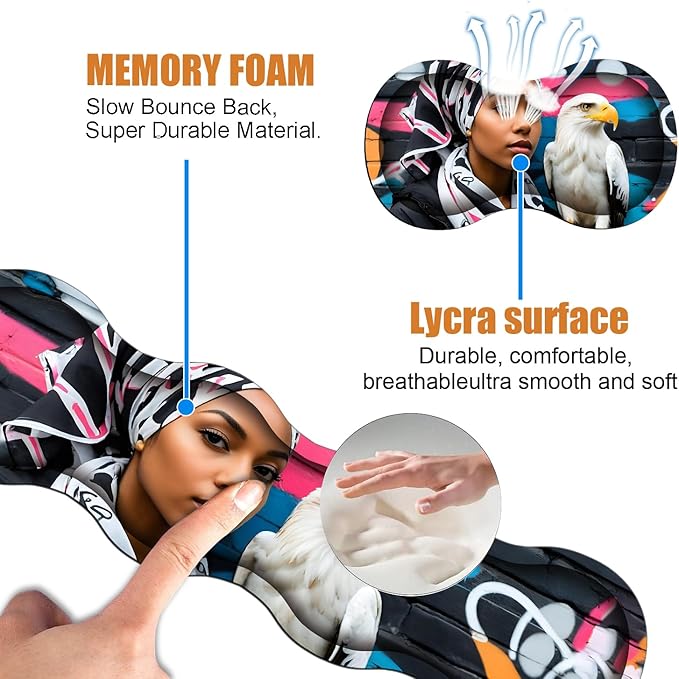 4 in 1 Ergonomic Keyboard Wrist Rest & Mouse Pad Wrist Rest Set, Large XXL Gaming Desk Mat 31.5"x 11.8" with Non-Slip Base, Memory Foam for Home Office Study Gaming, American Black Girl Bald Eagle