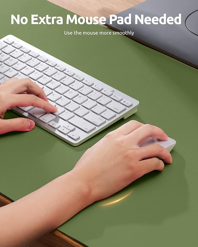 YSAGi Leather Desk Protector, Office Mat, Large Mouse Pad, Non-Slip PU Leather Blotter, Laptop Desk, Waterproof Writing Pad for Office and Home (Green, 31.5" x 15.8")