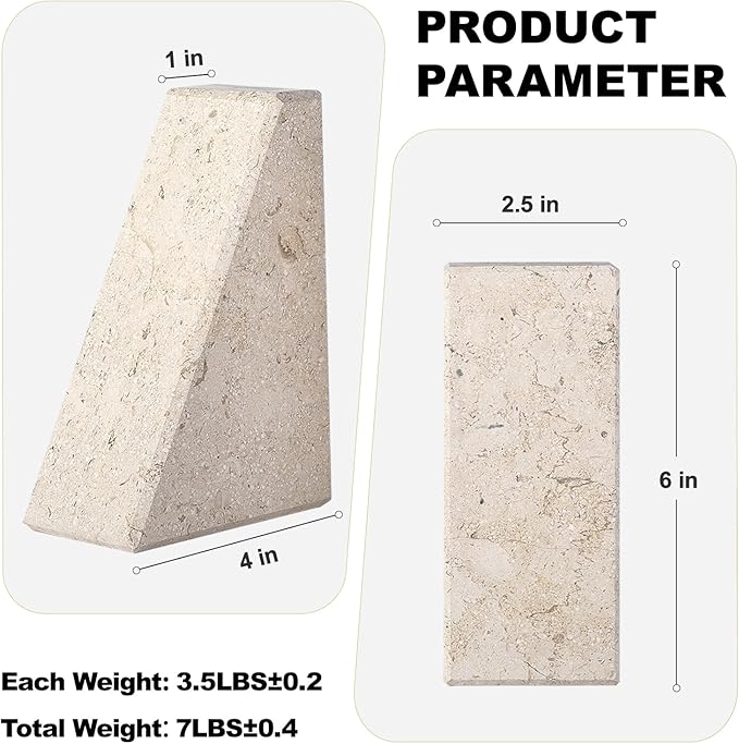 Marble Bookends for Heavy Books, Decorative Book Ends for Shelves, Beige Stone Durable and Heavy-Duty Book Ends for Hardback Books & CDS, Unique Book Stopper & Holder, Set of 2