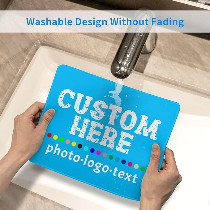 Personalized Mouse Pad Custom Image Text Logo Laptop Desk Mat Customized Non-Slip Waterproof Office Desk Accessories for Women/Men Customized Funny/Cool Deep Sky Blue Mouse Pad 25 cm×30 cm