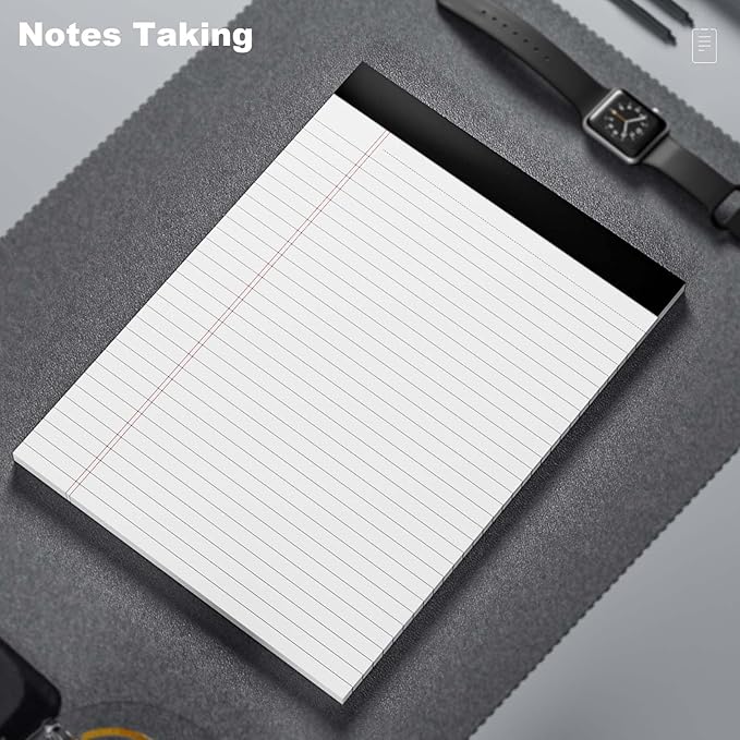 Legal Pads 8.5 x 11 Note Pads 8.5 x 11 Wide Ruled Notepad Lined Paper Writing Pads for Home, School, Office Use, 80gsm Perforated Legal Pad - Sturdy Cardboard Backing Support, 10 Pack (30 Sheets/Pad)