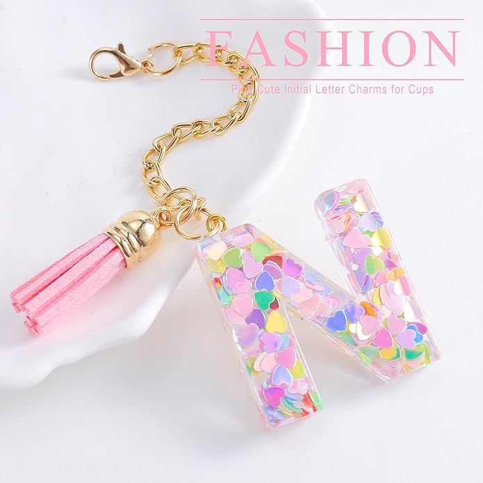 Letter Charm Accessories for Stanley Cup 1 PCS Cute Initial Keychain Handle Charm for Stanley Tumbler for Women