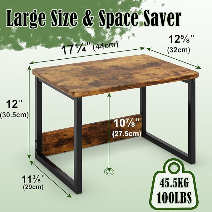 MARTY Printer Stand with Storage for Desk, Desktop Printer Stand Shelf Organzier for Home/Office Heavy Duty Printer Riser Under Desk Small Printer Table for Fax Machine Copier Scanner(Rustic Brown)