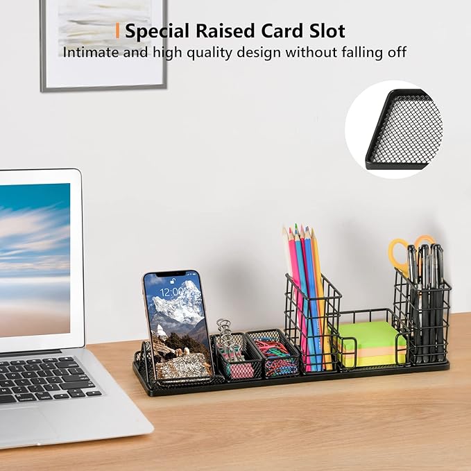 Pen Holder for Desk, Rotating Pencil Holder, Cup Holder for Desk Office, Pen Organizer in Black (Jet Black)
