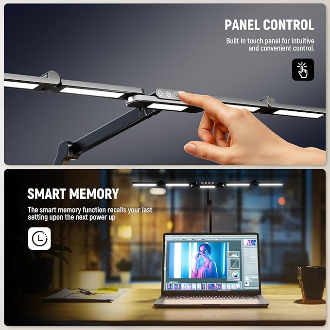 NEEWER BASICS 32.5" Clip On Desk Light for Home Office, 23W LED Dimmable Architect Table Clamp Lamp, 5 Light Bars, Monitor Computer Drafting Video Conference Atmosphere Lighting, 5 Colors CRI90+, DL01