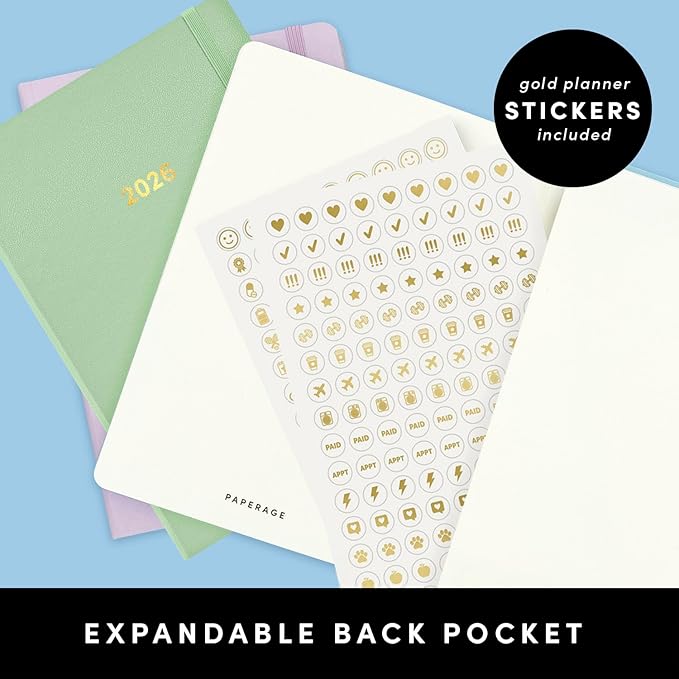 PAPERAGE 2026 Weekly & Monthly Planner, 12 Months (January 2026 - December 2026), 5.6 in x 8 in, Hardcover 2026 Planner with Weekly & Monthly Spreads, Note Pages, Stickers & Back Pocket – Navy