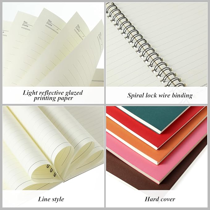 Leelosp 12 Pack Small Spiral Notebook A5 Lined College Ruled Spiral Journal Notebook 5.5 x 8.3 Inch Kraft Cover, 120 Pages for Work Students Office Business(Multi Colors)
