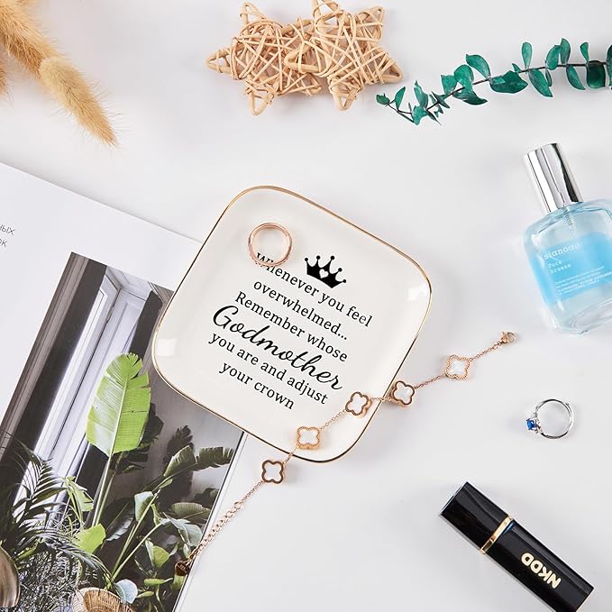 Godmother Gifts from Godchild, ...Remember Whose Godmother You Are... Gifts for Godmother Jewelry Dish Tray, Godmother Proposal Gift for Godmother Birthday Christmas Mothers Day