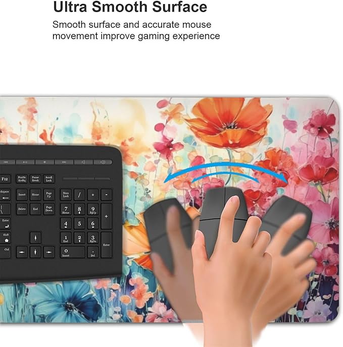 35.4 x 15.7 in, Waterproof XXL Large Mouse Pad for Desk, Extended Keyboard Mouse Mat for Computer Office, Big Laptop Mouse pad, Gaming Pc-Colorful Flowers