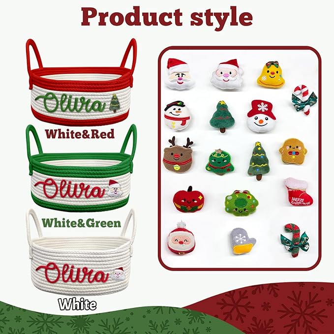 Personalized Christmas Gift Knits Baskets with Name Custom Baby Shower Basket for Newborn Cotton Rope Diaper Caddy Toy Stortage Boxes