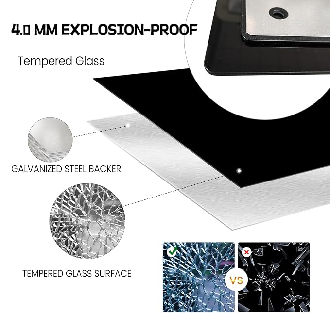 Magnetic Glass Writeboard 72"x48" Premium Tempered Dry Erase Boards Wall Mounted Frameless Whiteboard Bulletin Message Boards (Black)