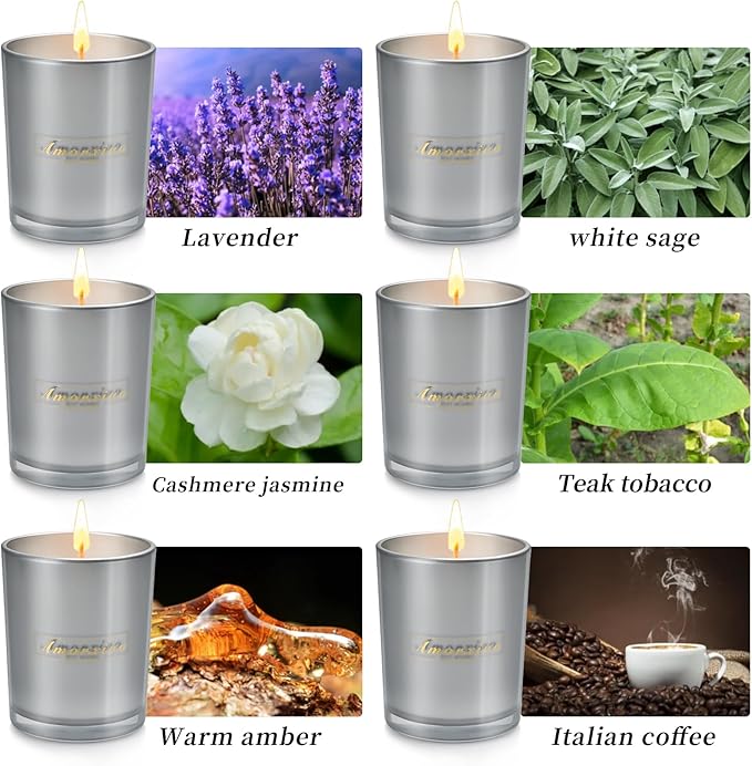 6 Pack Scented Candles for Home Scented: Aromatherapy Candle Set, Soy Candles for Women, Up to 250H Burning, Candle Gift Set for Spa Bath Yoga Meditation Birthday Diwali Thanksgiving Christmas Gifts