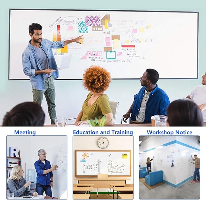 Magnetic White Board Film, 59" x 39" Dry Erase Board for Wall, Self Adhesive Whiteboard Paper Set for Office, Conference Room, Classroom, Home, Include Marker, Magnetic Eraser and Magnets