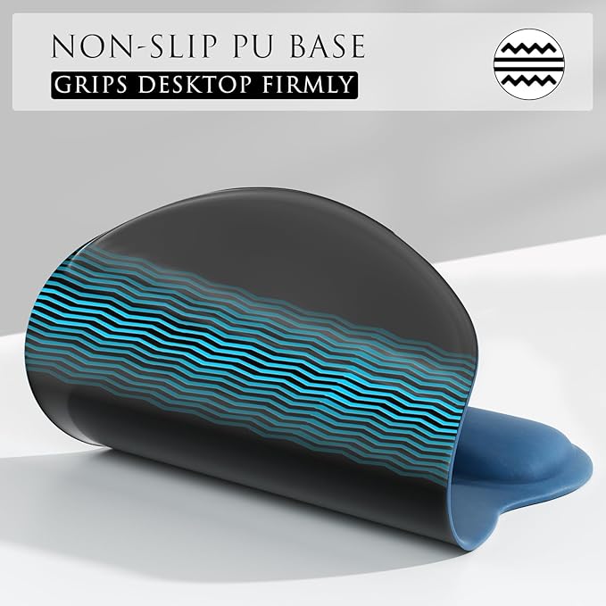 MROCO Ergonomic Mouse Pad with Gel Wrist Rest, Comfortable Mousepad with Smooth Wrist Support Surface and Non-Slip PU Base for Pain Relief, Computer, Laptop, Office & Home, 9.4 x 8.1 in, Navy Blue