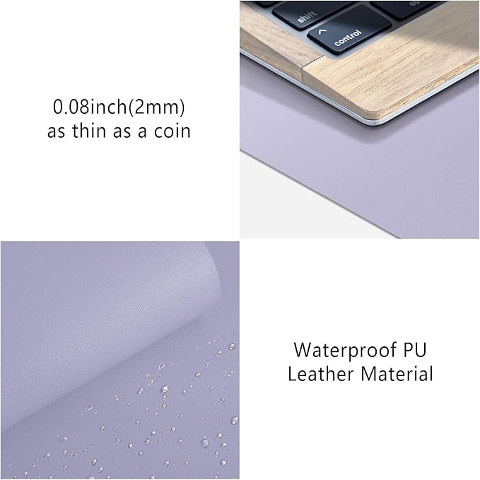 Leather Desk Pad Protector, Mouse Pad, Non-Slip Computer Mat for Desk, PU Leather Office Desk Mat for Home & Office, Waterproof Laptop Desk Blotter for Keyboard and Mouse, VioletTulip (15.7''X31.5'')