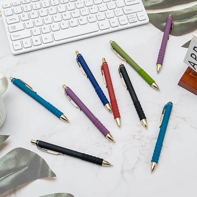 Linbsunne Ballpoint Pens Black Medium Point 1mm Pen with Super Soft Grip Ball Point Pen for Men Women Retractable Pens (Vintage-18 pcs)