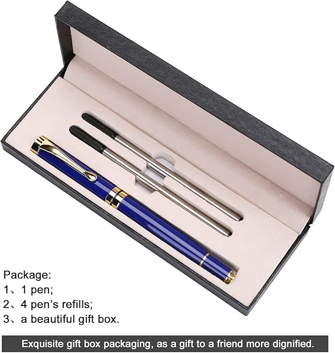 YIVONKA Personalized custom pen Luxury pens Free Engraving roller Ballpen,Ballpoint pen,office ballpoint pen, Black Ink,Gifts for Men,Women, Classy Gift Box (Blue)